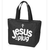 Jesus Is My New Plug Funny Christian Convert Zip Tote Bag