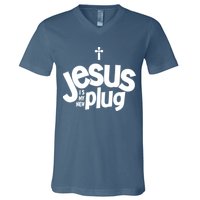 Jesus Is My New Plug Funny Christian Convert V-Neck T-Shirt