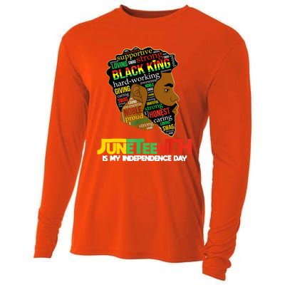 Juneteenth Is My Independence Day Black King Fathers Day Men Cooling Performance Long Sleeve Crew