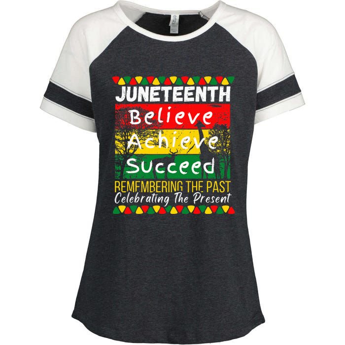 Juneteenth Is My Independence Day Black Pride Melanin Enza Ladies Jersey Colorblock Tee