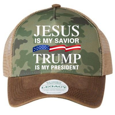 Jesus Is My Savior Trump Is My President Legacy Tie Dye Trucker Hat