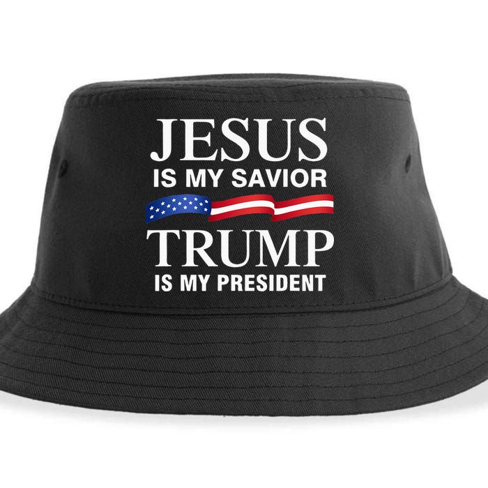 Jesus Is My Savior Trump Is My President Sustainable Bucket Hat