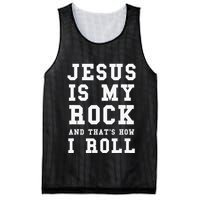 Jesus Is My Rock And Thats How I Roll Funny Religious Mesh Reversible Basketball Jersey Tank