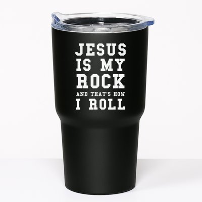Jesus Is My Rock And Thats How I Roll Funny Religious Tumbler