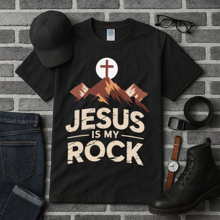 Jesus Is My Rock Biblical Christian Faith Tall T-Shirt