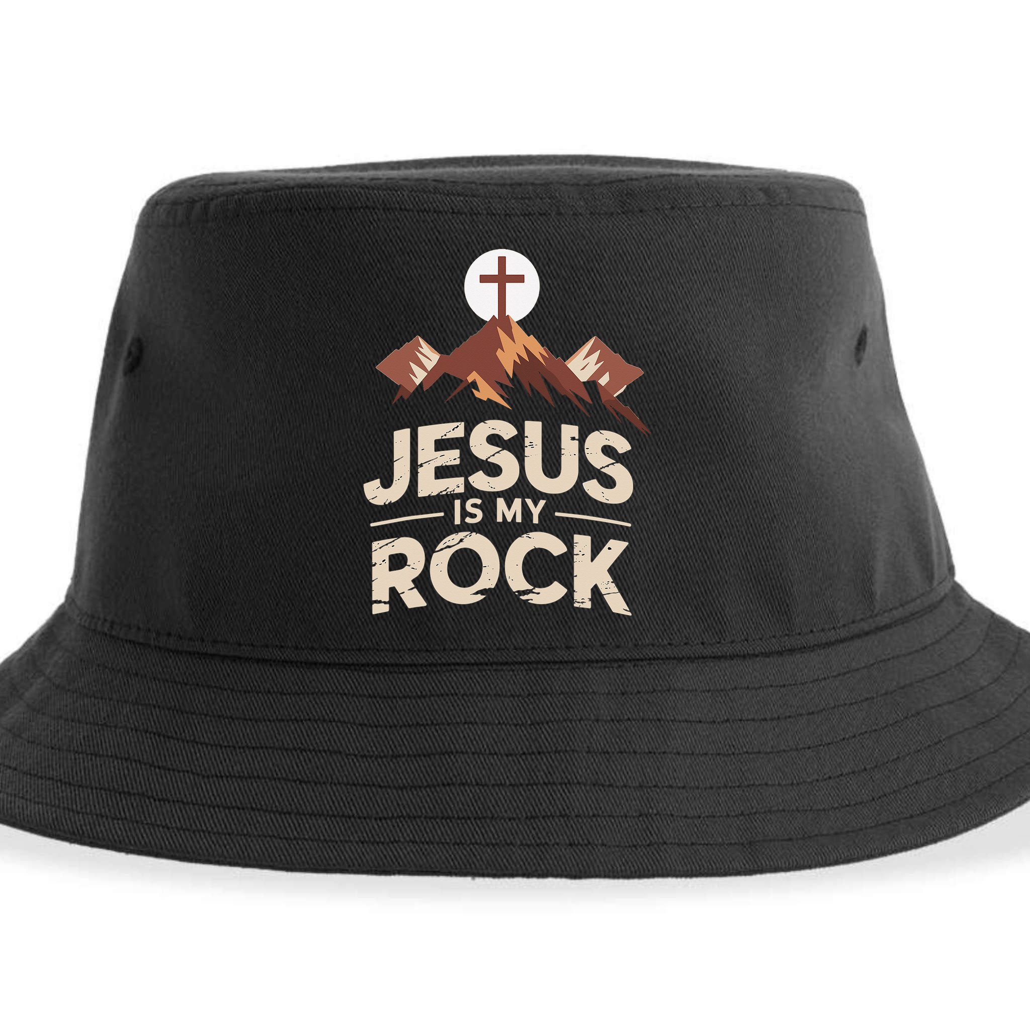 Jesus Is My Rock Biblical Christian Faith Sustainable Bucket Hat