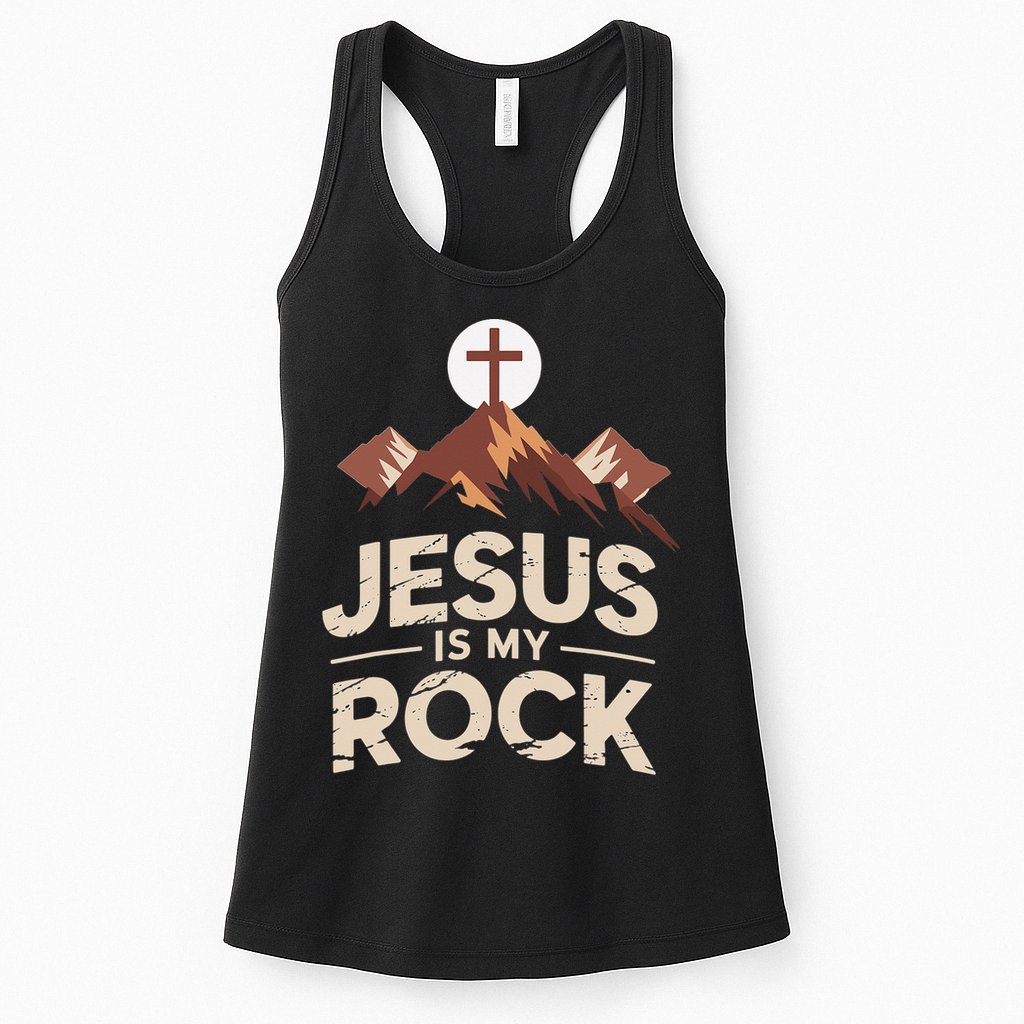 Jesus Is My Rock Biblical Christian Faith Womens Tank Top