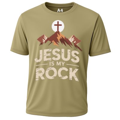 Jesus Is My Rock Biblical Christian Faith Cooling Performance Crew T-Shirt