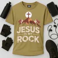 Jesus Is My Rock Biblical Christian Faith Cooling Performance Crew T-Shirt