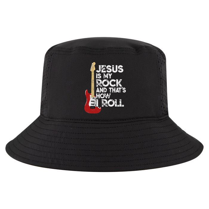 Jesus Is My Rock And That Is How I Roll Guitar Christian Cool Comfort Performance Bucket Hat