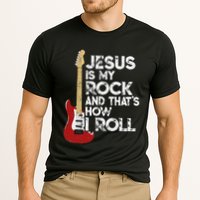 Jesus Is My Rock And That Is How I Roll Guitar Christian Cooling Performance Crew T-Shirt