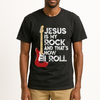 Jesus Is My Rock And That Is How I Roll Guitar Christian Tall T-Shirt