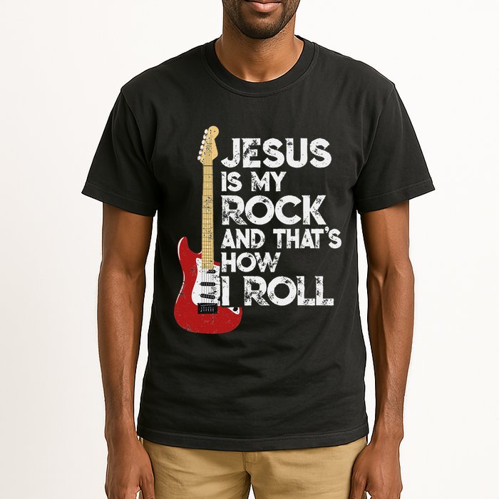 Jesus Is My Rock And That Is How I Roll Guitar Christian Tall T-Shirt