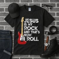 Jesus Is My Rock And That Is How I Roll Guitar Christian Tall T-Shirt