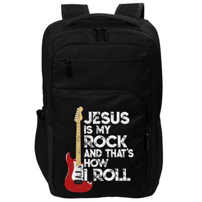 Jesus Is My Rock And That Is How I Roll Guitar Christian Impact Tech Backpack