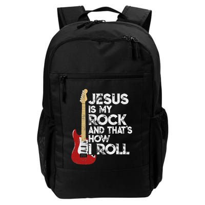 Jesus Is My Rock And That Is How I Roll Guitar Christian Backpack