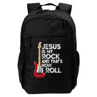 Jesus Is My Rock And That Is How I Roll Guitar Christian Backpack