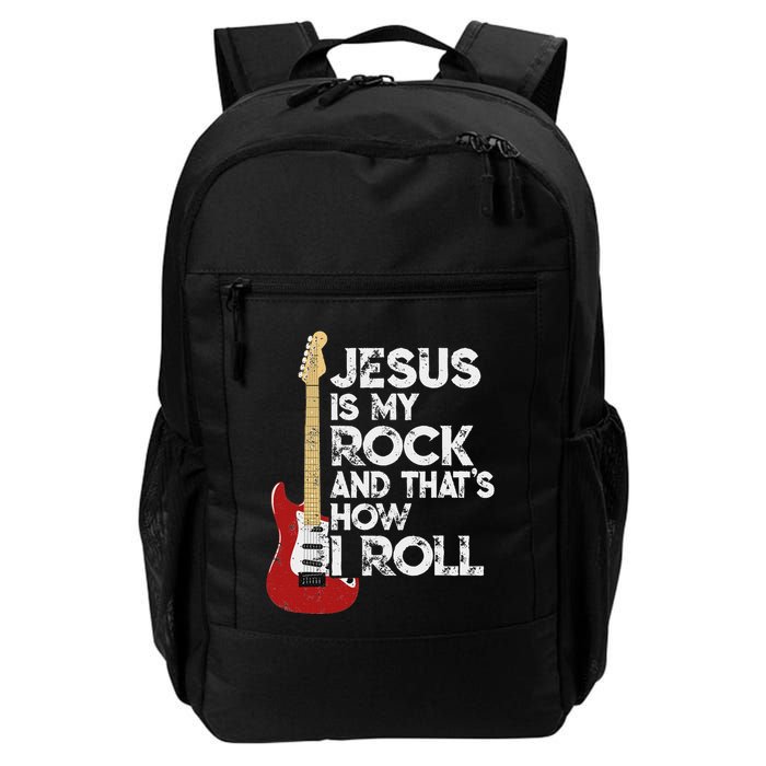 Jesus Is My Rock And That Is How I Roll Guitar Christian Backpack