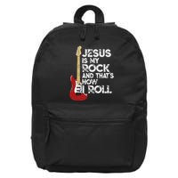 Jesus Is My Rock And That Is How I Roll Guitar Christian 16 in Basic Backpack