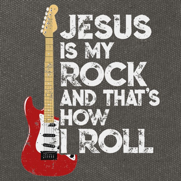 Jesus Is My Rock And That Is How I Roll Guitar Christian Cotton Canvas Backpack