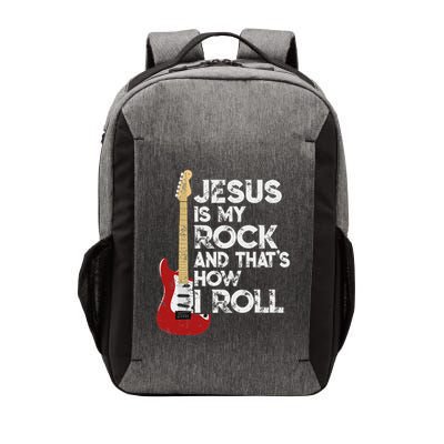 Jesus Is My Rock And That Is How I Roll Guitar Christian Vector Backpack
