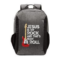 Jesus Is My Rock And That Is How I Roll Guitar Christian Vector Backpack