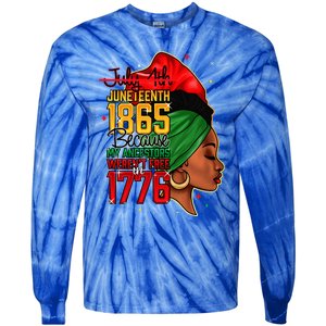 Juneteenth Is My Independence Day Wo Black Pride Tie-Dye Long Sleeve Shirt