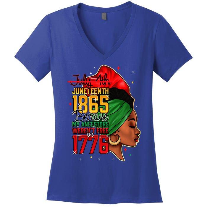 Juneteenth Is My Independence Day Wo Black Pride Women's V-Neck T-Shirt