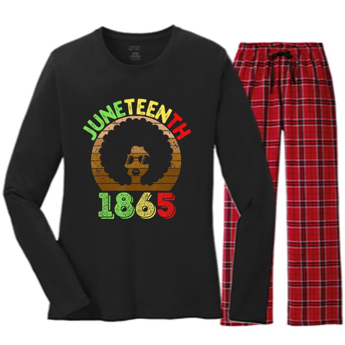 Juneteenth Is My Independence Day Black  Black Pride Women's Long Sleeve Flannel Pajama Set 