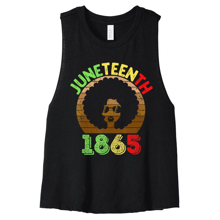 Juneteenth Is My Independence Day Black  Black Pride Women's Racerback Cropped Tank