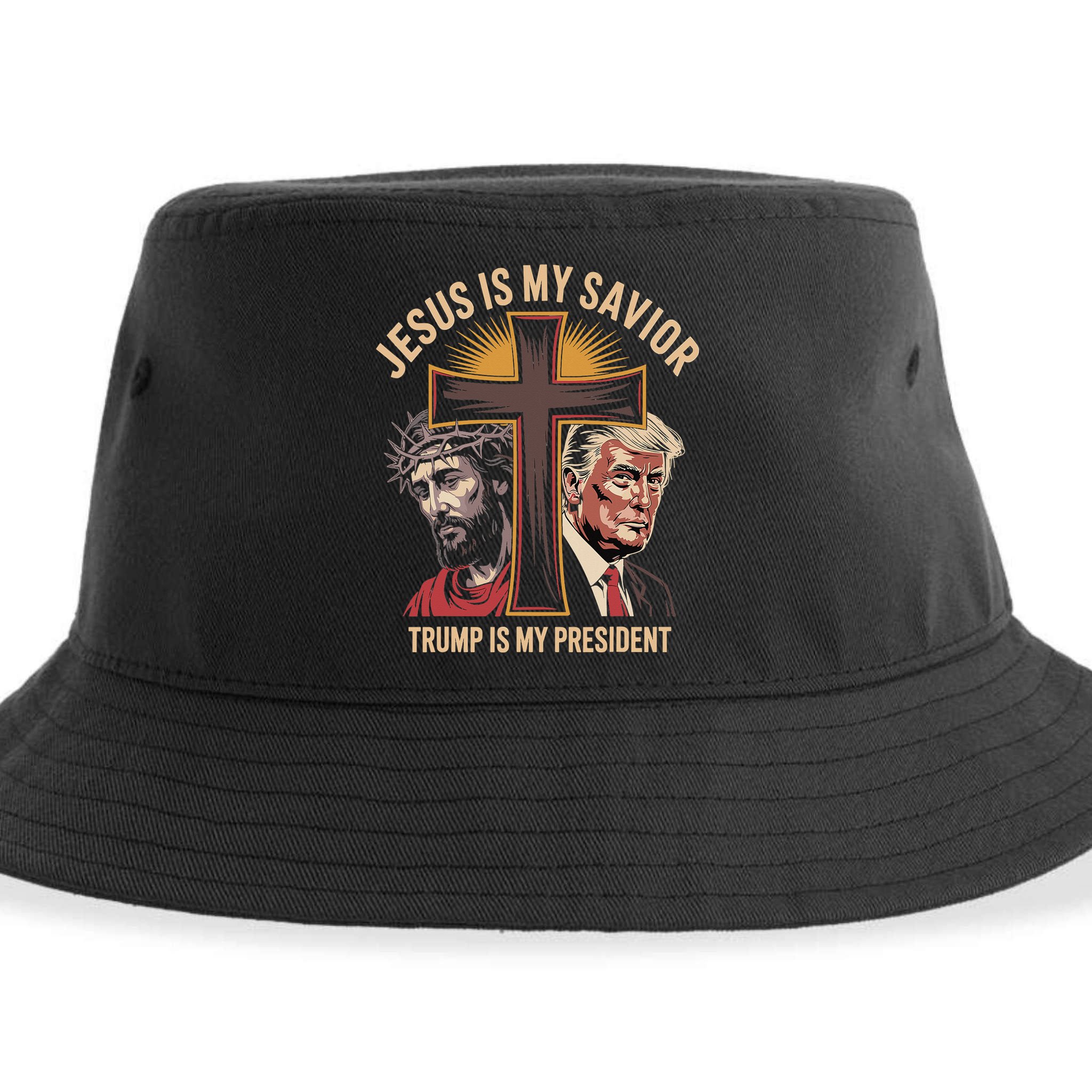Jesus Is My Savior Trump Is My President Biblical Sustainable Bucket Hat