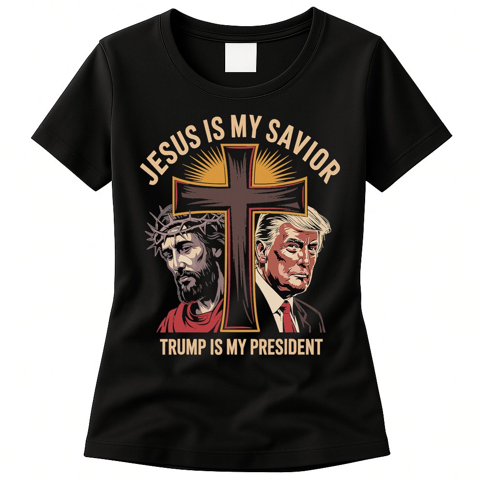 Jesus Is My Savior Trump Is My President Biblical Womens T-Shirt