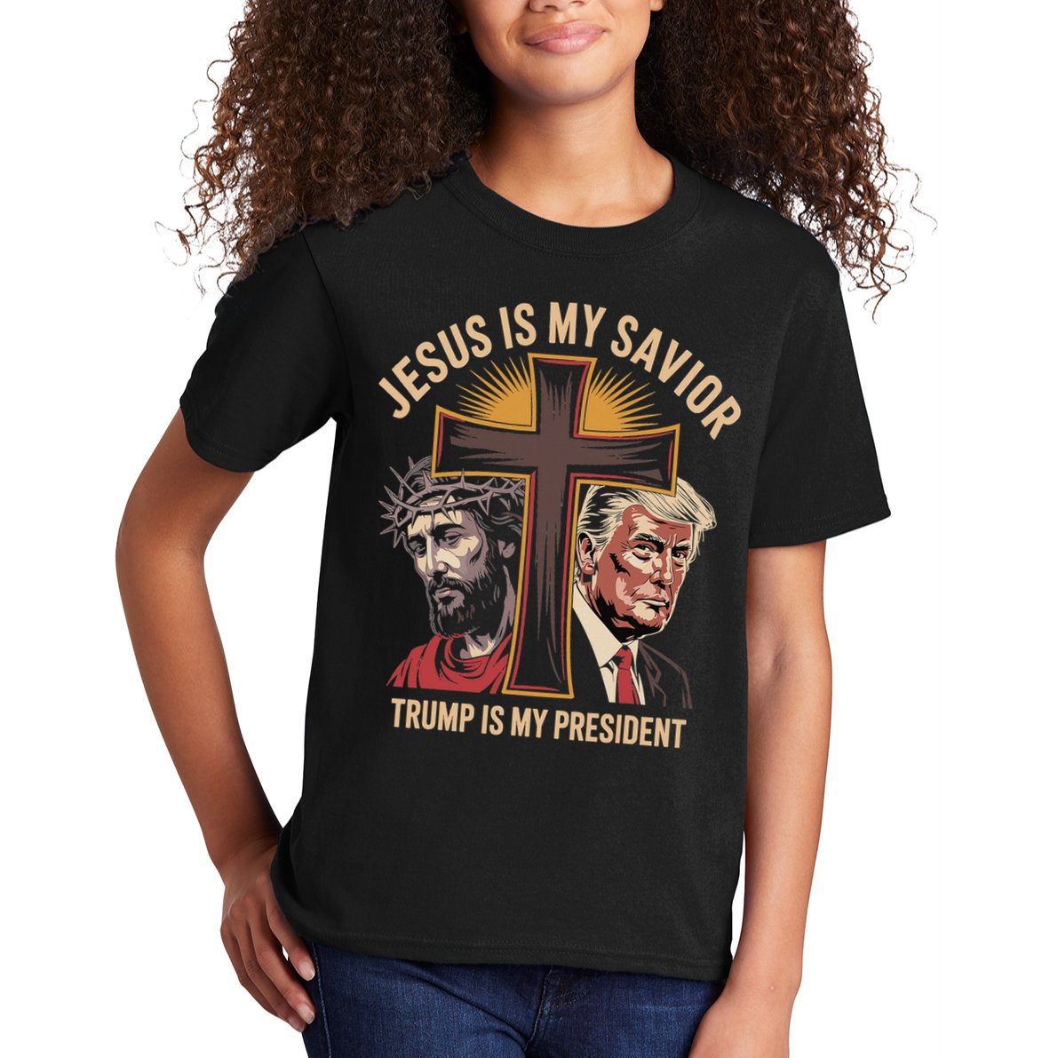 Jesus Is My Savior Trump Is My President Biblical Kids T-Shirt