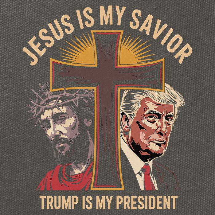 Jesus Is My Savior Trump Is My President Biblical Cotton Canvas Backpack