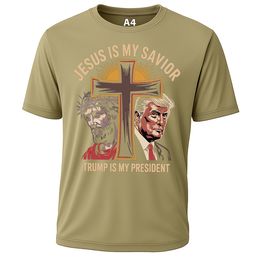 Jesus Is My Savior Trump Is My President Biblical Cooling Performance Crew T-Shirt