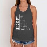 Jesus Is My God King Lord Savior Healer My Everything Women's Knotted Racerback Tank