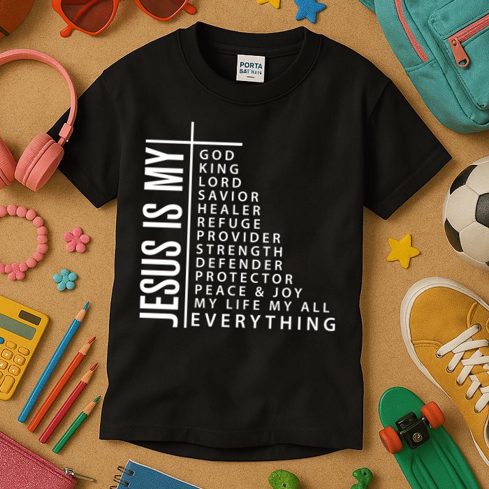 Jesus Is My God King Lord Savior Healer My Everything Kids T-Shirt