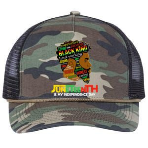 Juneteenth Is My Independence Day Black King Fathers Day Retro Rope Trucker Hat Cap