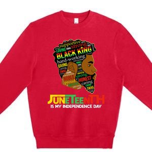 Juneteenth Is My Independence Day Black King Fathers Day Premium Crewneck Sweatshirt