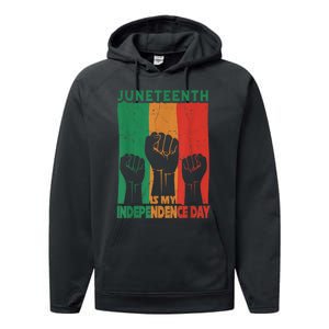 Juneteenth Is My Independence Day Black Queen King Cute Girl Performance Fleece Hoodie