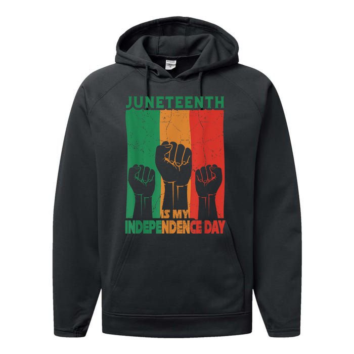 Juneteenth Is My Independence Day Black Queen King Cute Girl Performance Fleece Hoodie