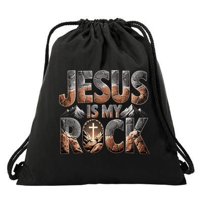 Jesus Is My Rock Biblical Faith Drawstring Bag