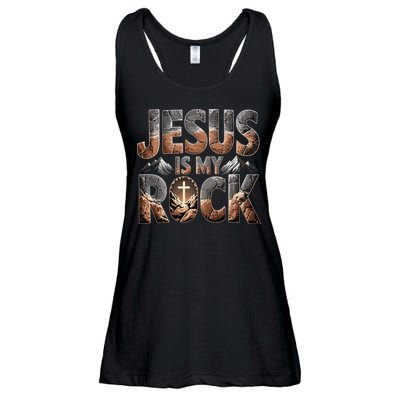 Jesus Is My Rock Biblical Faith Ladies Essential Flowy Tank