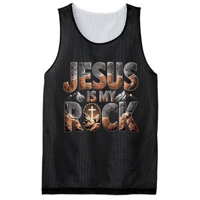 Jesus Is My Rock Biblical Faith Mesh Reversible Basketball Jersey Tank