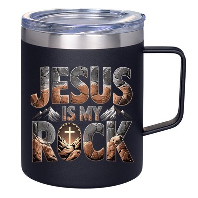 Jesus Is My Rock Biblical Faith 12oz Stainless Steel Coffee Mug