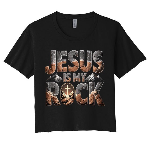 Jesus Is My Rock Biblical Faith Women's Crop Top Tee