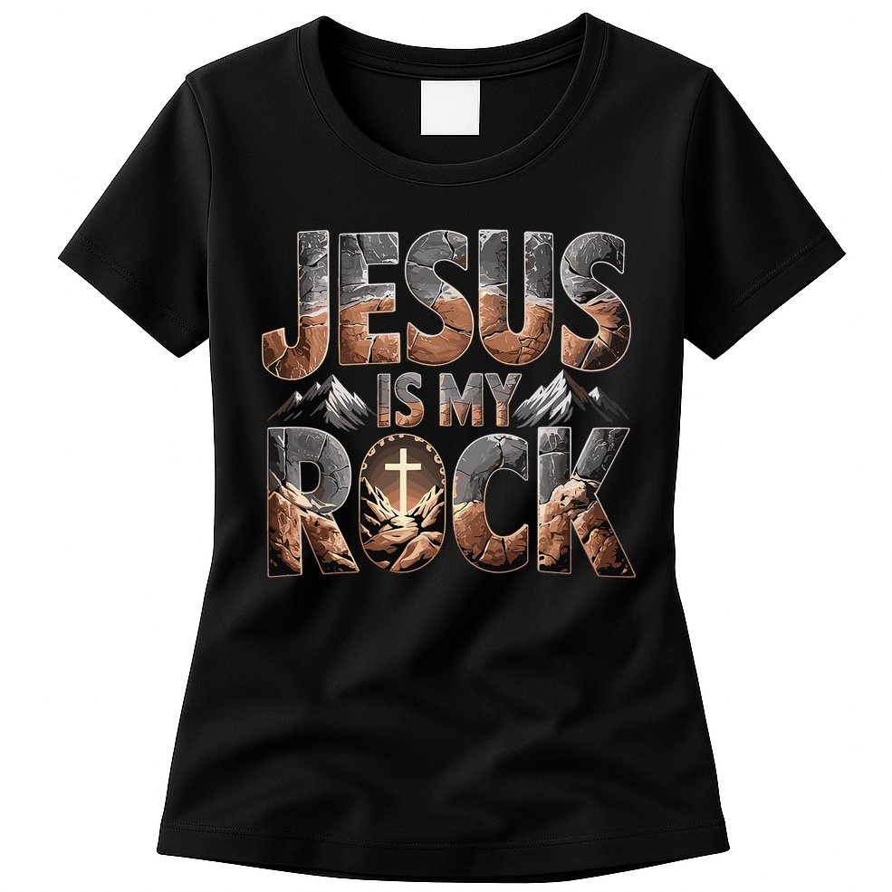 Jesus Is My Rock Biblical Faith Womens T-Shirt