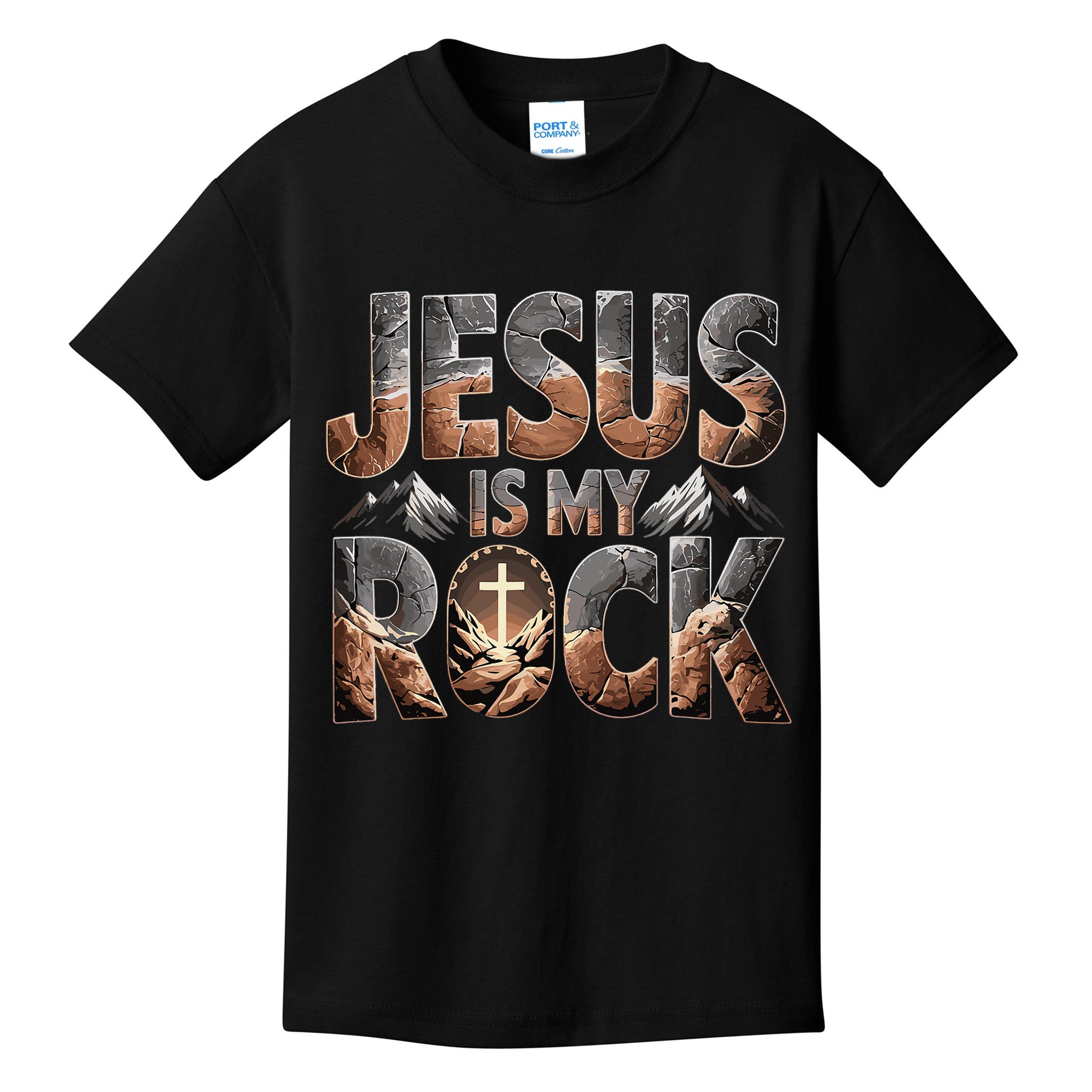 Jesus Is My Rock Biblical Faith Kids T-Shirt