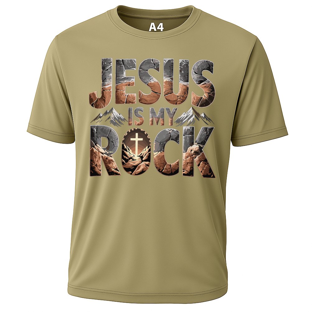Jesus Is My Rock Biblical Faith Cooling Performance Crew T-Shirt