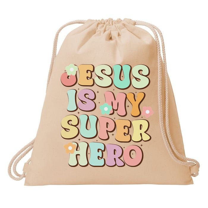 Jesus Is My Superhero Christian Religious Drawstring Bag